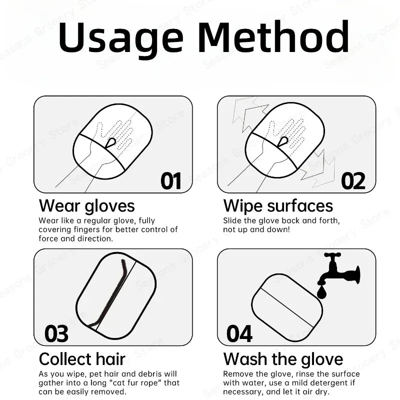 Pet Hair Removal Gloves Static Free Bidirectional Brushing Grooming Tool for Dog Cat Sofa Carpet Clothes Cleaning