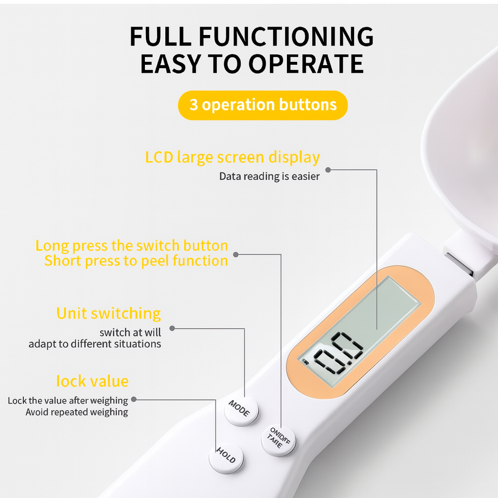 Fix4o4™ Digital Spoon Scale – 500g/0.1g LCD Precision Measuring Tool for Coffee, Milk & Baking
