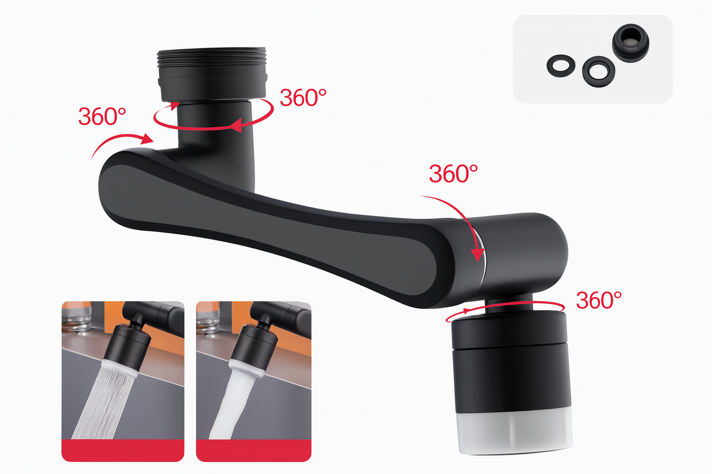 Fix4o4™ 1080° Rotatable Faucet Sprayer – Dual-Mode Water Tap Extension Nozzle for Kitchen & Bathroom